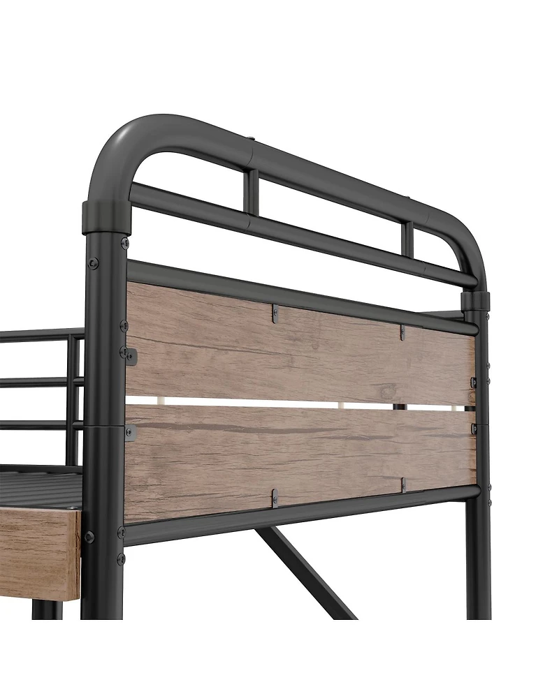 Streamdale Furniture Twin Xl over Twin Xl Metal Bunk Bed with Led & Charge Station, 2 Drawers