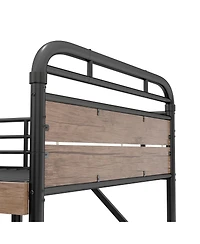 Streamdale Furniture Twin Xl over Twin Xl Metal Bunk Bed with Led & Charge Station, 2 Drawers