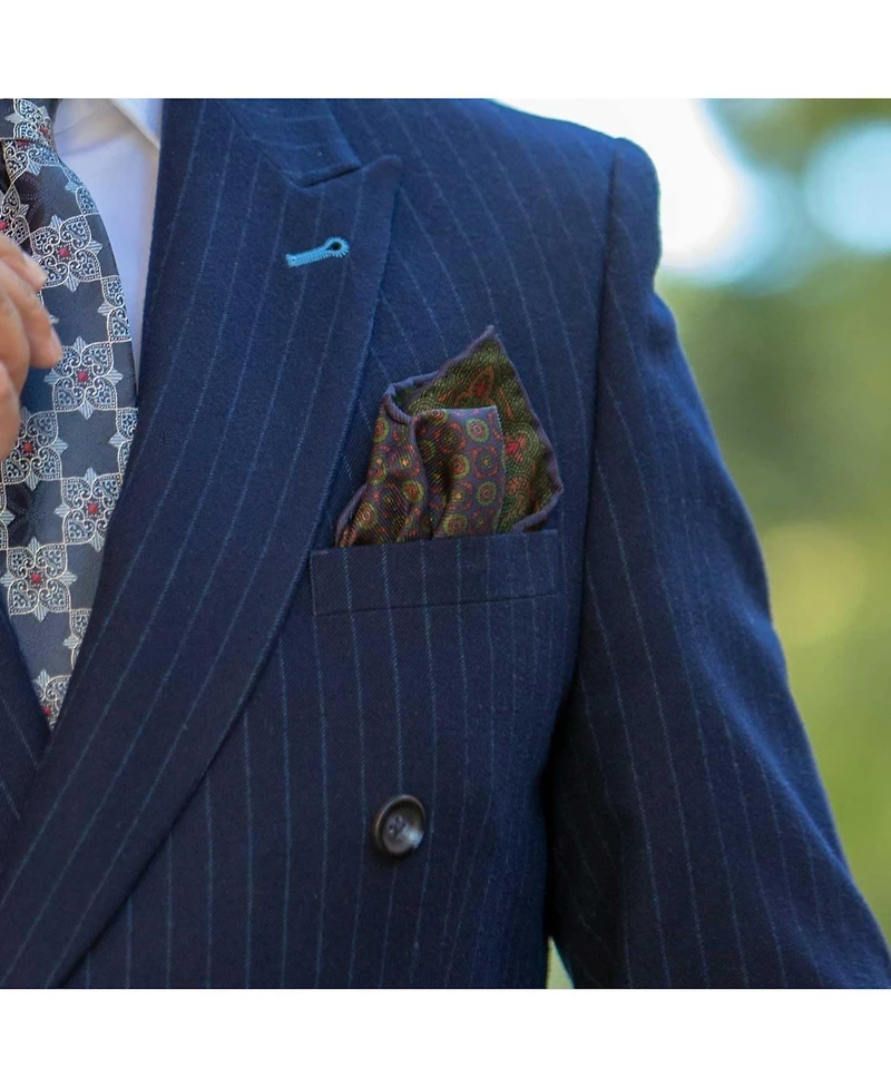 Elizabetta Men's Lario - Double Sided Silk Pocket Square for Men