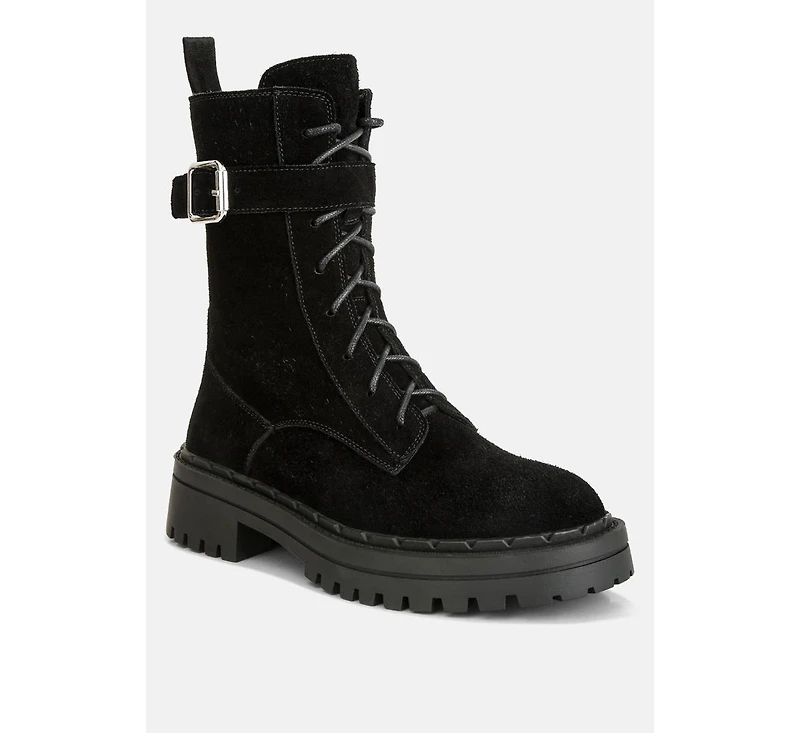 Kasper Womens Suede Chunky high ankle Lug Boots