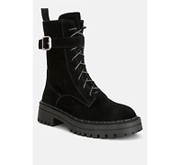 Kasper Womens Suede Chunky high ankle Lug Boots