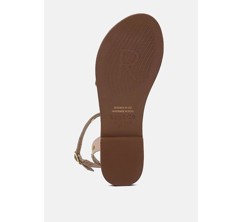 Oprah Womens Studs Embellished Flat Sandals