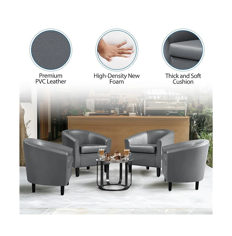 Yaheetech Faux Leather Accent Chair Gray