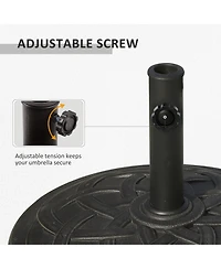 Outsunny 21.5" Round Resin Umbrella Holder Base w/ Decorative Pattern