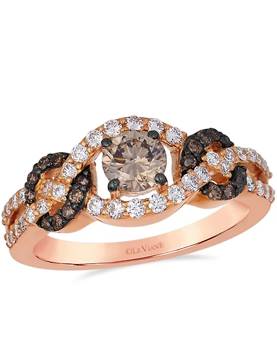 Le Vian Chocolate Diamond (0.58 ct. t.w.) & Vanilla Diamond (0.34 ct. t.w.) Ring in 14k Strawberry Gold