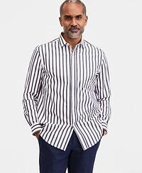 Club Room Men's Long Sleeve Poplin Shirt - Stripe Yd