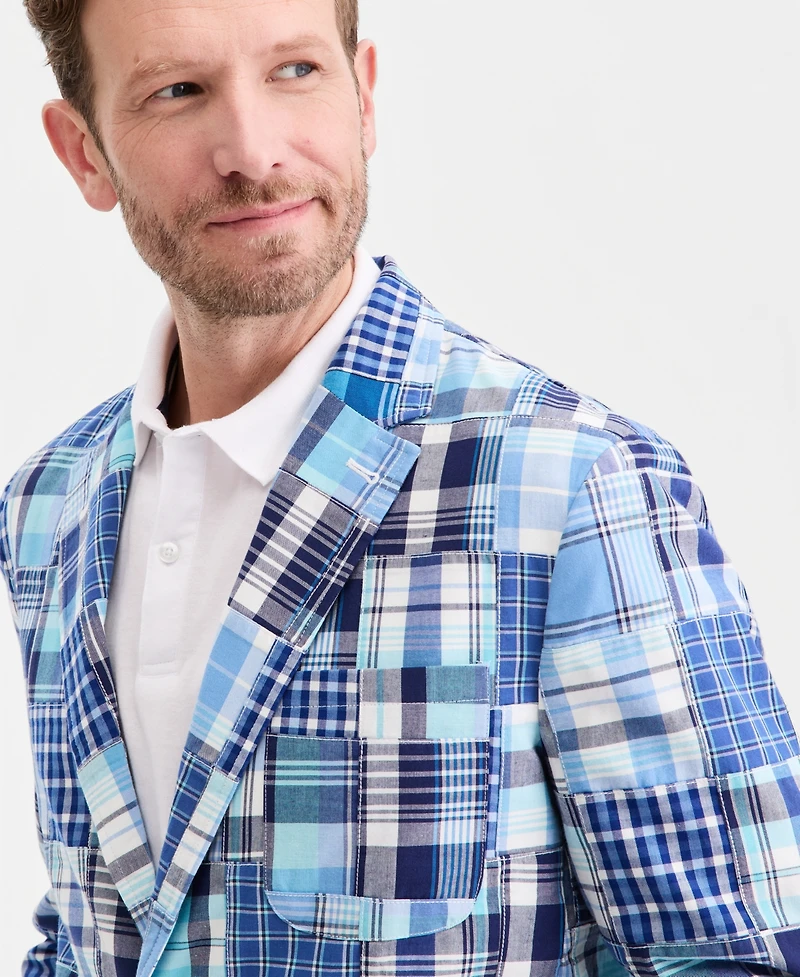 Club Room Men's Patchwork Madras Regular-Fit Blazer, Exclusively at Macy's - Piece Block Plaid Yd