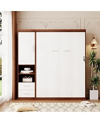 Streamdale Furniture Full Size Murphy Bed Wall Bed with Cabinet