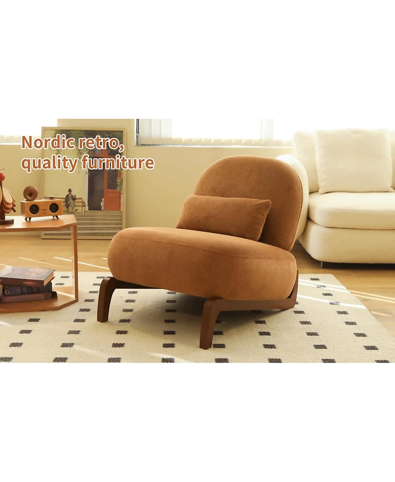 Streamdale Furniture Streamdale Cute Velvet Accent Chair with Solid Wood Legs