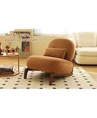 Streamdale Furniture Streamdale Cute Velvet Accent Chair with Solid Wood Legs