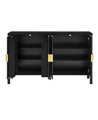 Streamdale Furniture Modern 57.5" Stripe 4-Door Storage Cabinet with Racks & Hooks