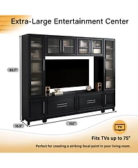 Streamdale Furniture Modern Entertainment Center with Glass Doors & Drawers