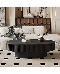 Streamdale Furniture 47" Oval Black Wood Veneer Coffee Table with Storage