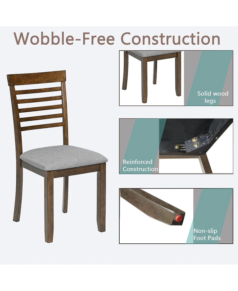 Streamdale Furniture Wooden Dining Chairs Set of 4 with Padded Seat, Walnut
