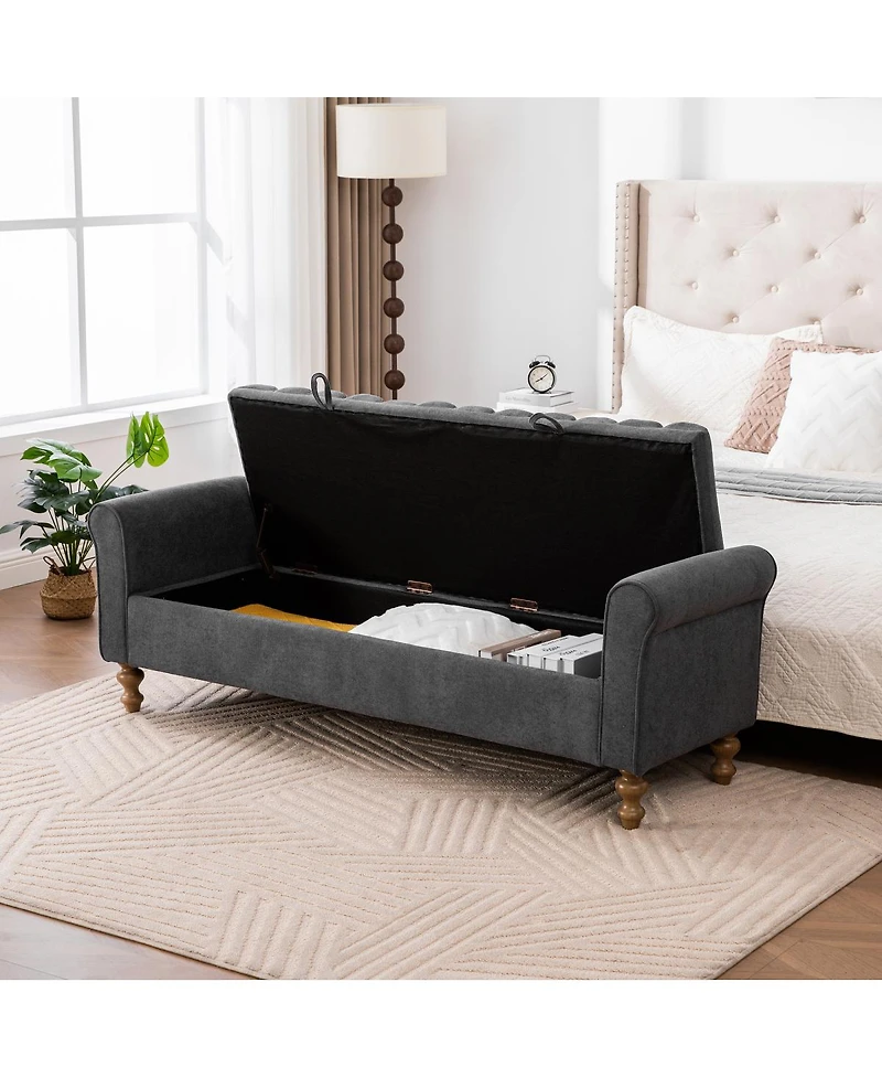 Streamdale Furniture Modern Upholstered Storage Bench - Charcoal