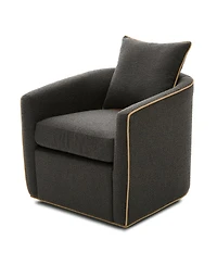 Streamdale Furniture Swivel Accent Chair, Upholstered Club Barrel Sofa for Living Room, Light Gray