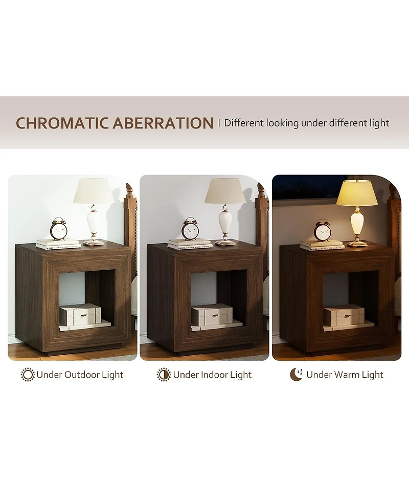 Streamdale Furniture Rustic Wood End Table with Storage Shelf