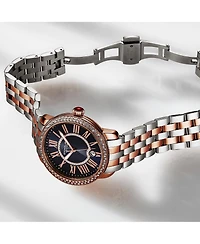 Stuhrling Celestia 4080 Women's Quartz 38mm Watch with Swarovski Crystal Bezel, Roman Numeral Sunray Dial & Stainless Steel Bracelet