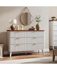 gaomon Fluted Dresser for Bedroom, 6 Deep Drawer Modern Wood Storage Chest