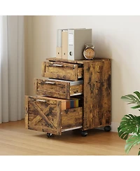 gaomon 3-Drawer Rolling File Cabinet with Lock, Wooden Mobile Filing Cabinet for Home Office & Under Desk Storage