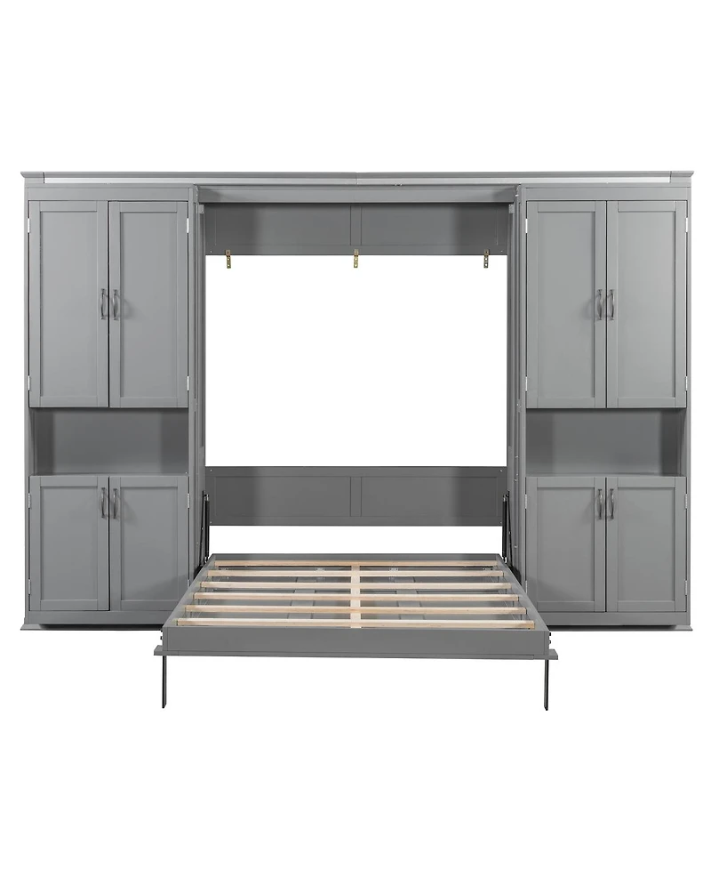 Streamdale Furniture Full-size Murphy Bed with Dual Sliding Storage Shelves