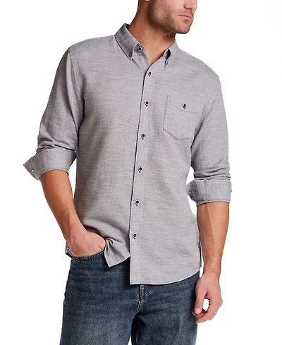 Weatherproof Vintage Men's Long Sleeve Cotton Slub Pebble Dobby Shirt