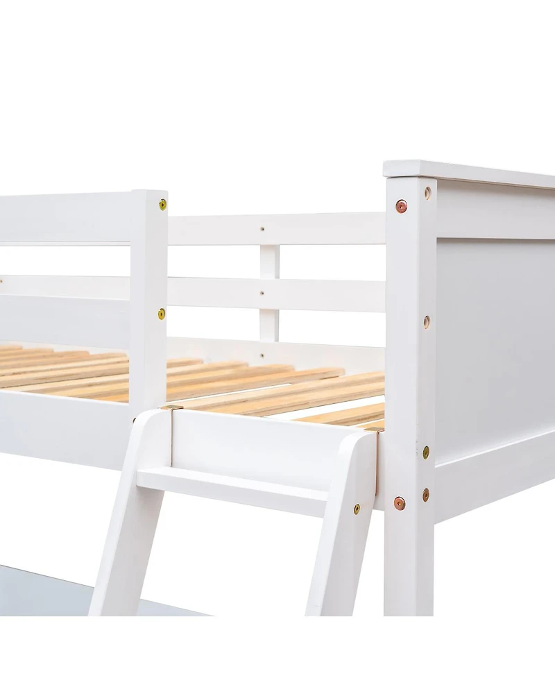 Streamdale Furniture Twin size Loft Bed with Shelves and Desk, Wooden Loft Bed with Desk