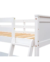 Streamdale Furniture Twin size Loft Bed with Shelves and Desk, Wooden Loft Bed with Desk