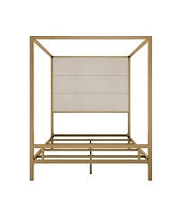 Streamdale Furniture Modern Canopy Bed with Linen Upholstered Headboard