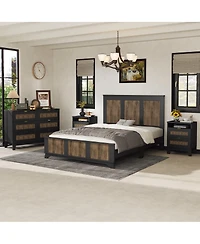 Streamdale Furniture 4-Piece Queen Farmhouse Set with Storage Nightstand & Dresser