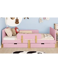 Streamdale Furniture Platform Bed with Storage, Shelf, Hooks, No Box Spring Needed