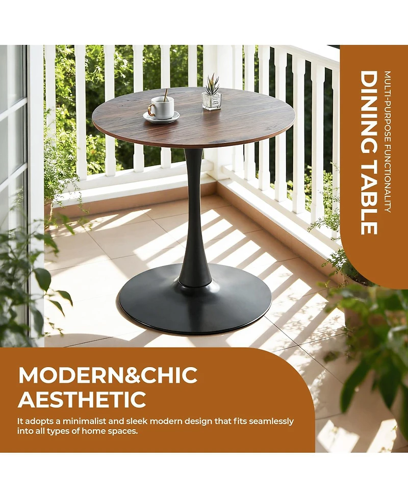 Streamdale Walnut Tulip Dining Table (Seats 2-4) - 31.5" Round Mdf Top