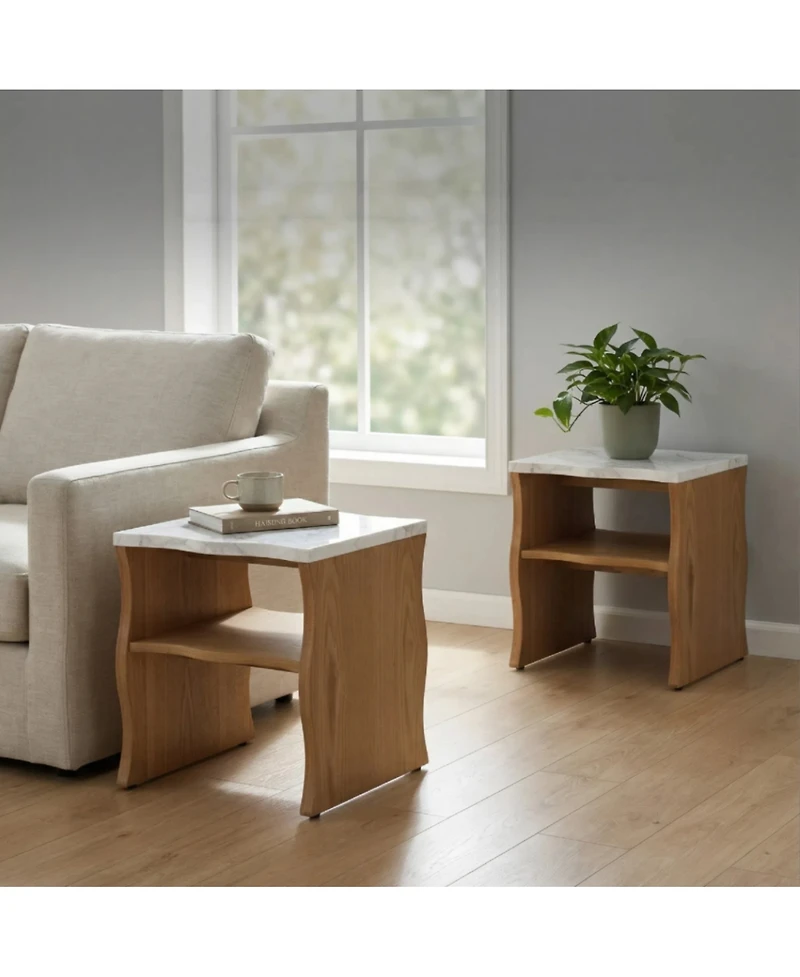 Streamdale Furniture Streamdale Whisper of Waves Modern End Table w/ Storage Shelf