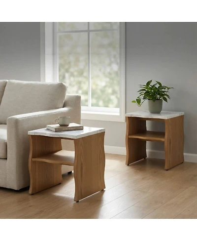 Streamdale Furniture Streamdale Whisper of Waves Modern End Table w/ Storage Shelf