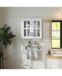 Streamdale Furniture Glass Door Wall Cabinet with Adjustable Shelves
