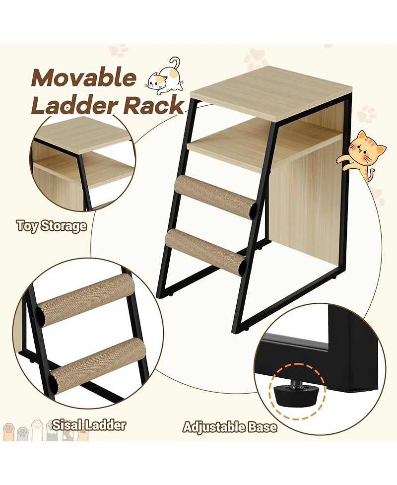 gaomon 2-in-1 Cat Litter Box Enclosure Furniture with Doors, Double Layer Cat House and Storage Cabinet, Beige