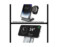 Risokeys Foldable 3-in-1 Wireless Charger - Charge for Apple - Portable Fan-Cooled Charging Stand for iPhone, Watch and Earphones