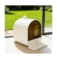 Zeus & Ruta White Covered Cat Litter Box with Scoop & Filter