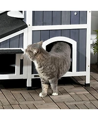 Zeus & Ruta Gray Outdoor Cat House with Multiple Entrances