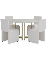 Furniture Emila 5-Pc. Dining Set (Round Table & 4 Upholstered Chairs)