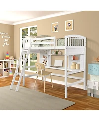 Streamdale Furniture Twin size Loft Bed with Storage Shelves, Desk and Ladder