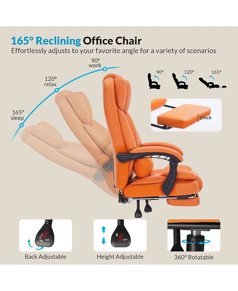 Streamdale Furniture Streamdale Ergonomic Office Chair with Footrest and Lumbar Support