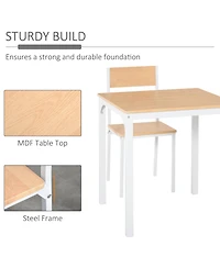 Homcom 3-Piece Wooden Square Dining Table Set with 1 Table and 2 Chairs, White