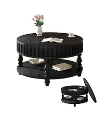 Streamdale Furniture Modern Fluted Coffee Table with Storage, Flip-Top Center Table