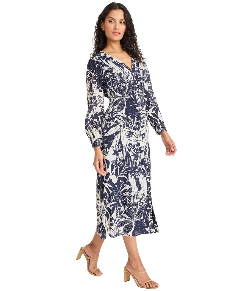 Maggy London Women's Long-Sleeve V-Neck Midi Dress