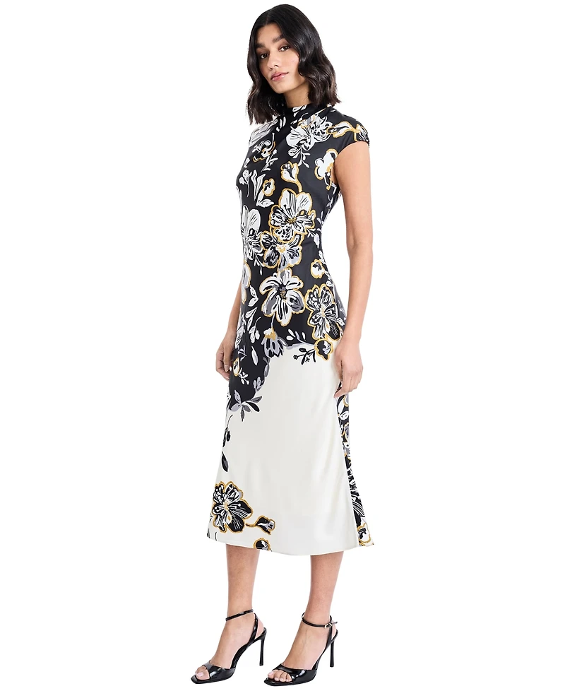 Maggy London Women's Mock Neck Midi Dress