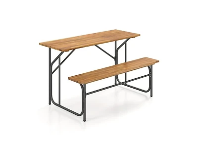Slickblue Acacia Wood Patio Picnic Table Bench for 2 People