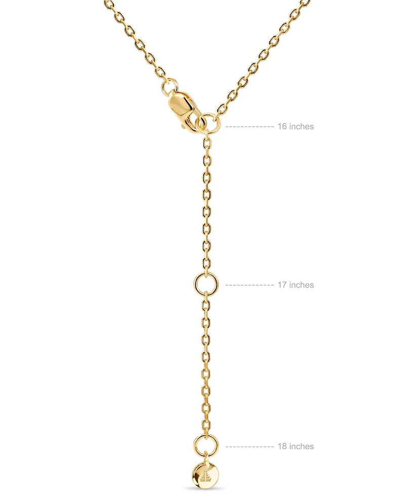 Devata Contour-lined Clover Necklace in Gold Plated Sterling Silver, Adj 16/17/18 inch