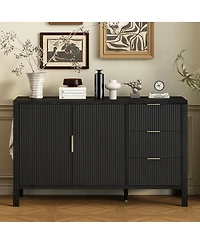 Streamdale Furniture Modern Wave-Pattern Sideboard with 3 Drawers & Hooks