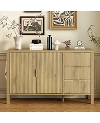 Streamdale Furniture Modern Wave-Pattern Sideboard with 3 Drawers & Hooks